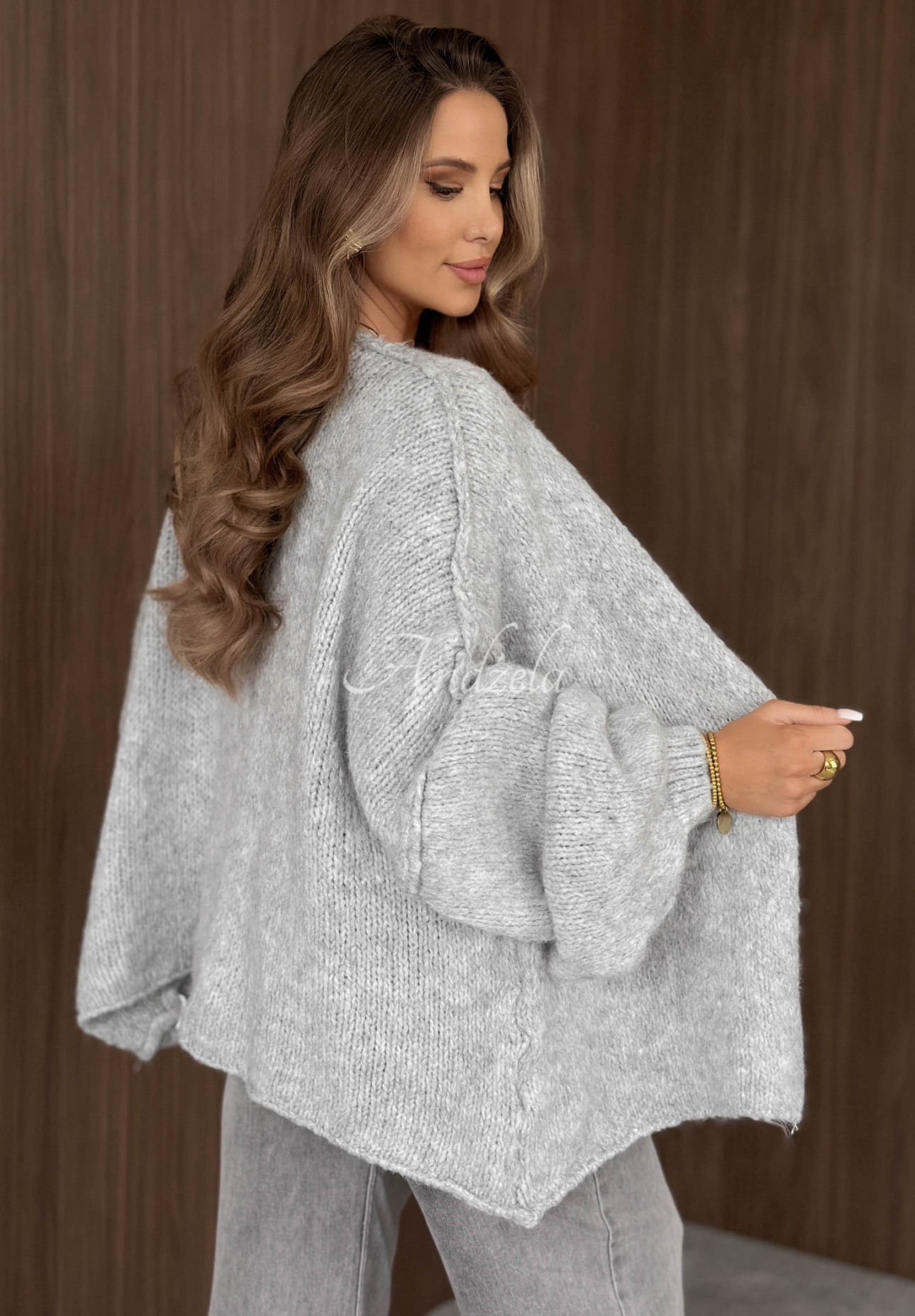 Oversize Cardigan Be Gentle And Kind Hellgrau