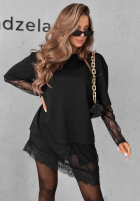 Bluse tunika z koronkowymi wstawkami Last Call Schwarz
