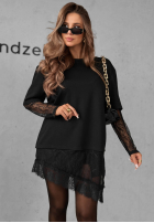 Bluse tunika z koronkowymi wstawkami Last Call Schwarz