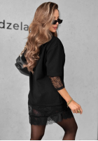 Bluse tunika z koronkowymi wstawkami Last Call Schwarz