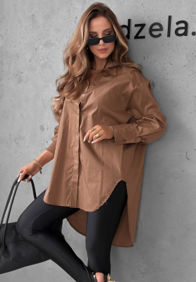 Asymmetrisches Baumwollhemd mit Kragen Soft Darlin Camel