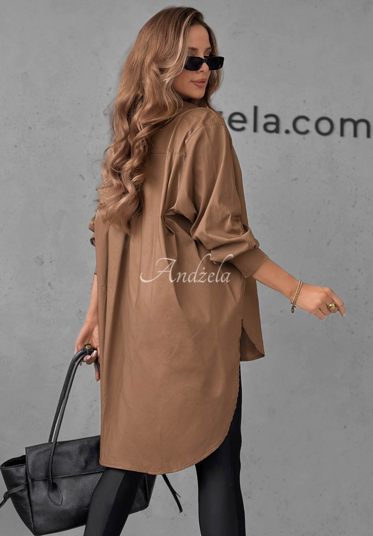 Asymmetrisches Baumwollhemd mit Kragen Soft Darlin Camel