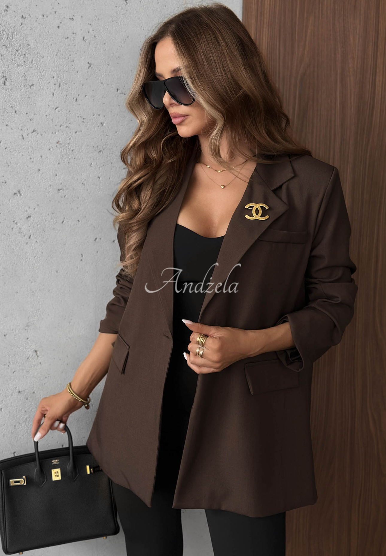 Eleganter Blazer mit Kragen Timeless Poise Schokoladenbraun