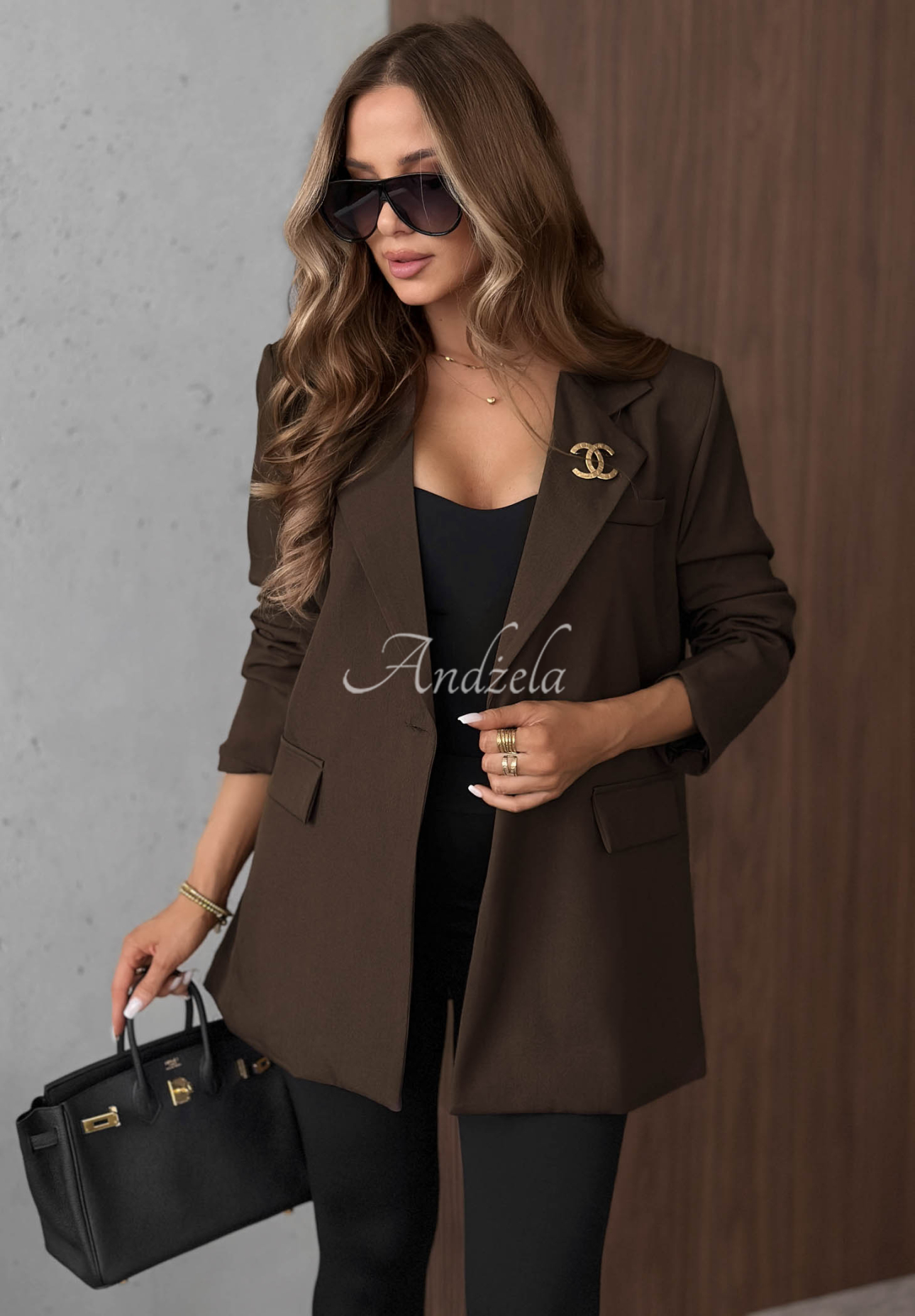 Eleganter Blazer mit Kragen Timeless Poise Schokoladenbraun