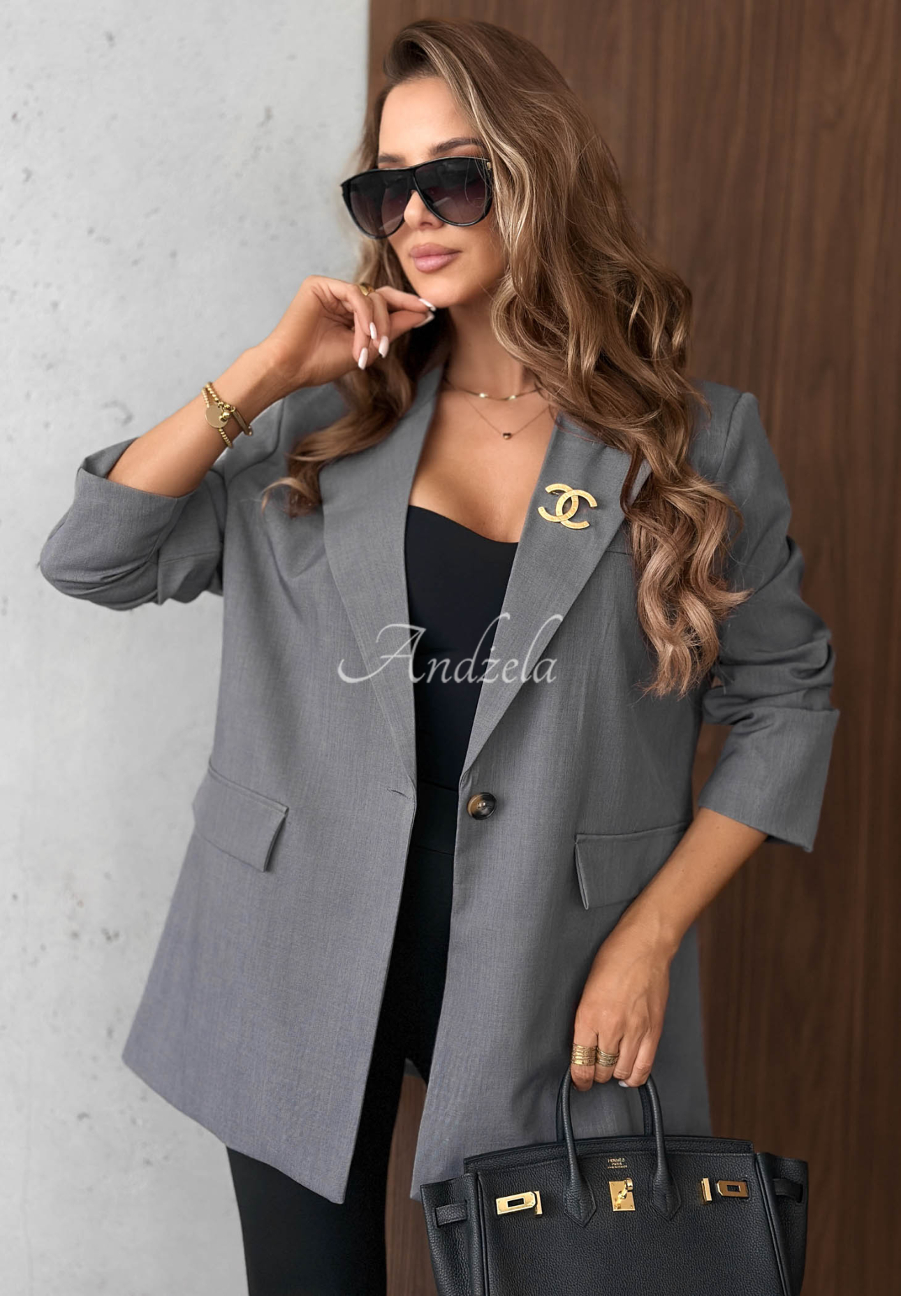 Eleganter Blazer mit Kragen Timeless Poise Grau