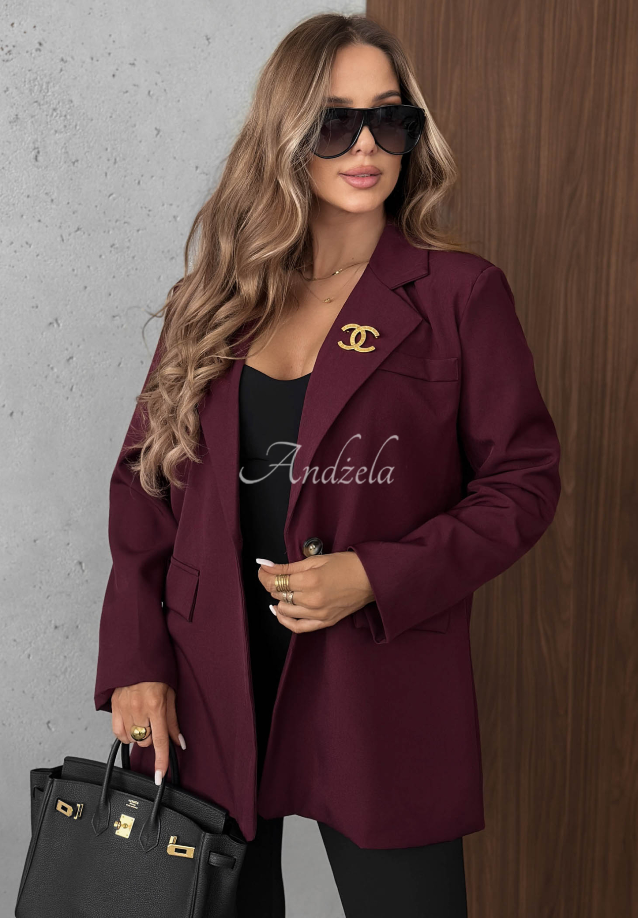 Eleganter Blazer mit Kragen Timeless Poise Burgunderrot