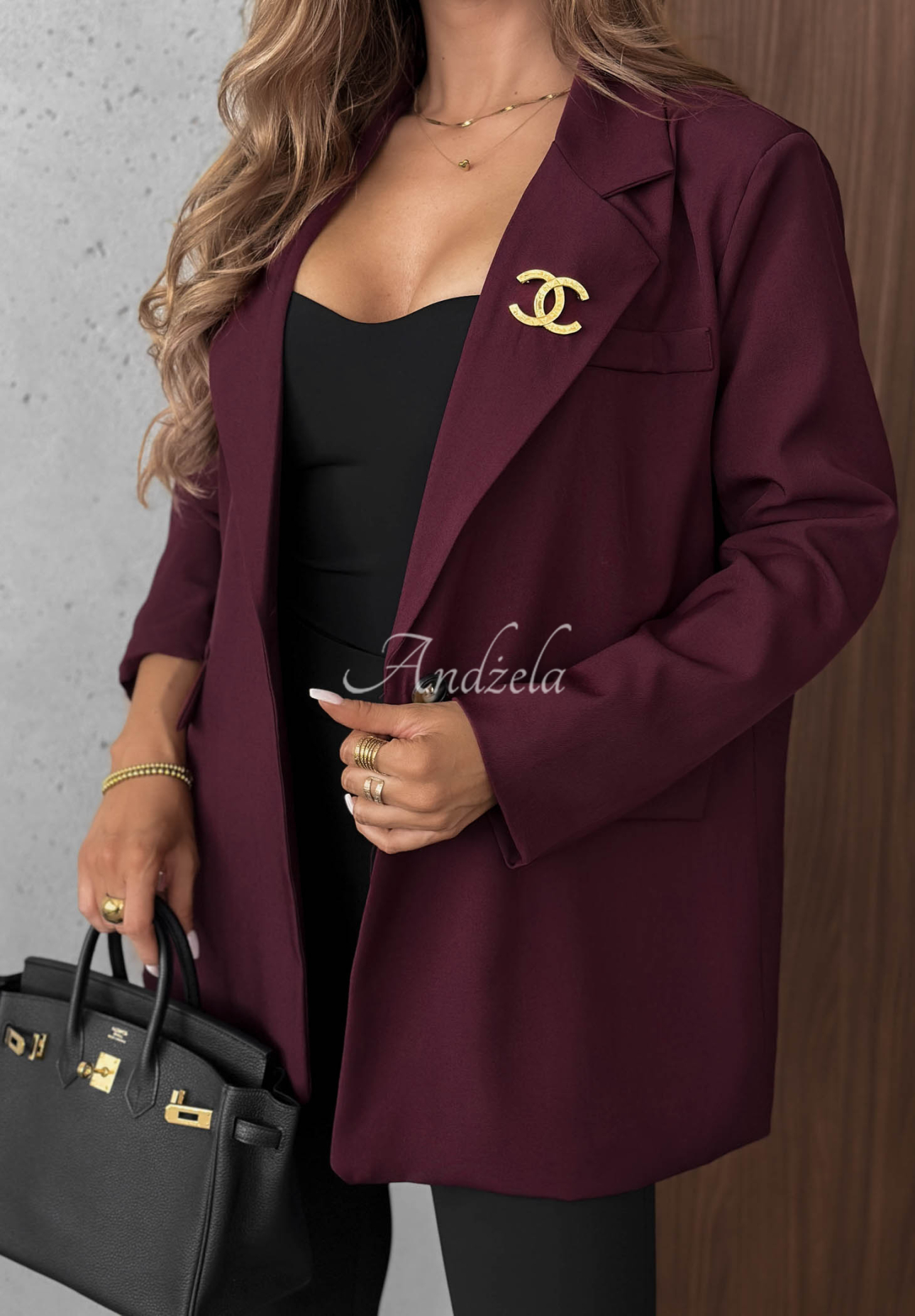 Eleganter Blazer mit Kragen Timeless Poise Burgunderrot