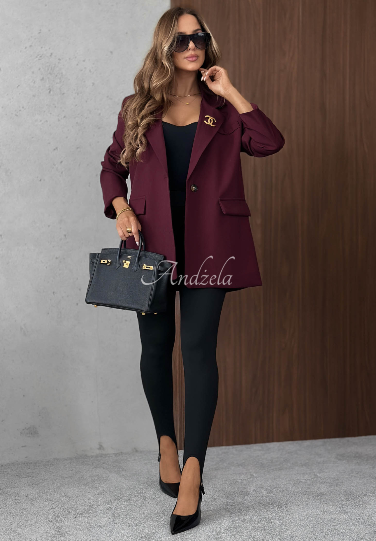 Eleganter Blazer mit Kragen Timeless Poise Burgunderrot