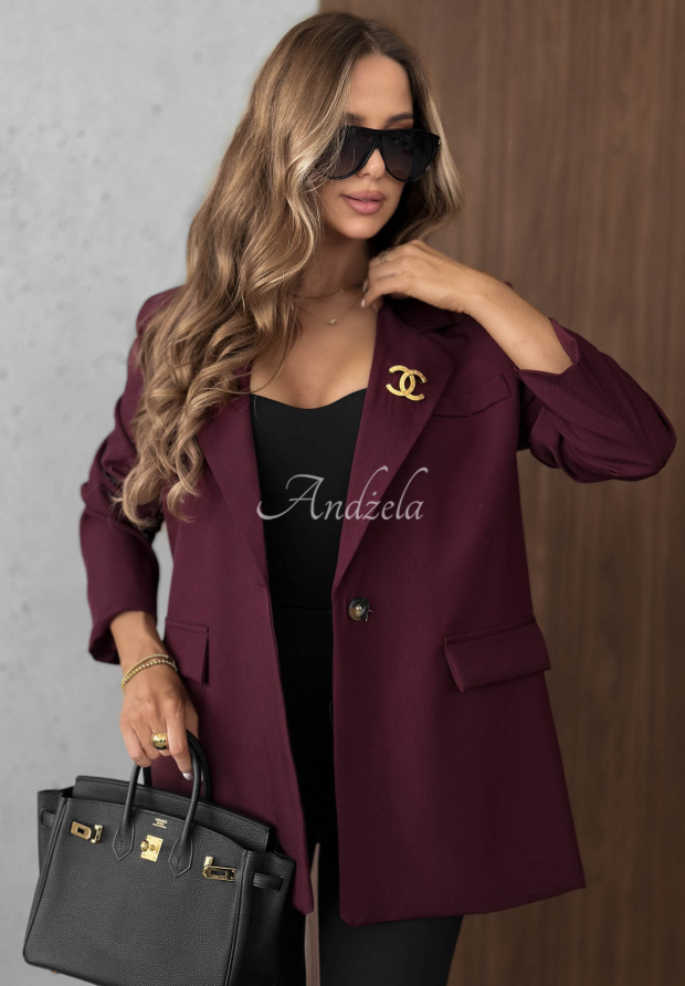 Eleganter Blazer mit Kragen Timeless Poise Burgunderrot