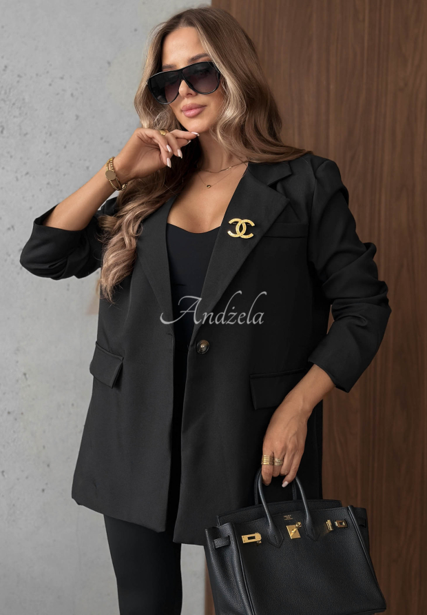 Eleganter Blazer mit Kragen Timeless Poise Schwarz