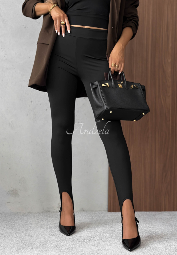 Glatte, figurbetonte Leggings mit Fu&szlig;stegen Fine Shape Schwarz