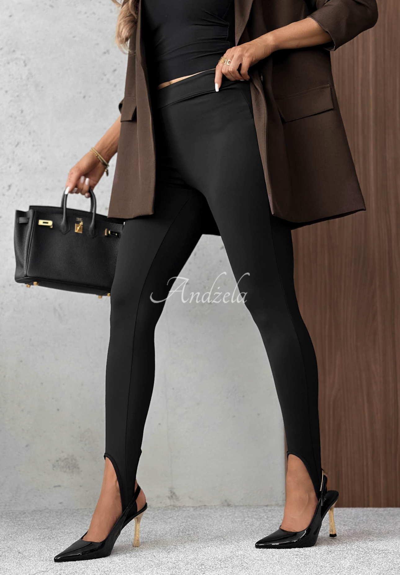 Glatte, figurbetonte Leggings mit Fußstegen Fine Shape Schwarz
