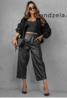 Skórzane Hose mom fit Warm Vanilla Schokoladenbraun