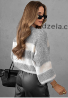 Miękki Pullover w paski Little Cloud biało-Grau