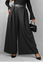 Material Hose wide leg z paskiem Simple Elegance Schwarz