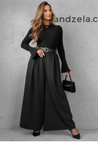 Material Hose wide leg z paskiem Simple Elegance Schwarz