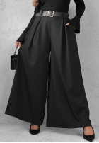 Material Hose wide leg z paskiem Simple Elegance Schwarz