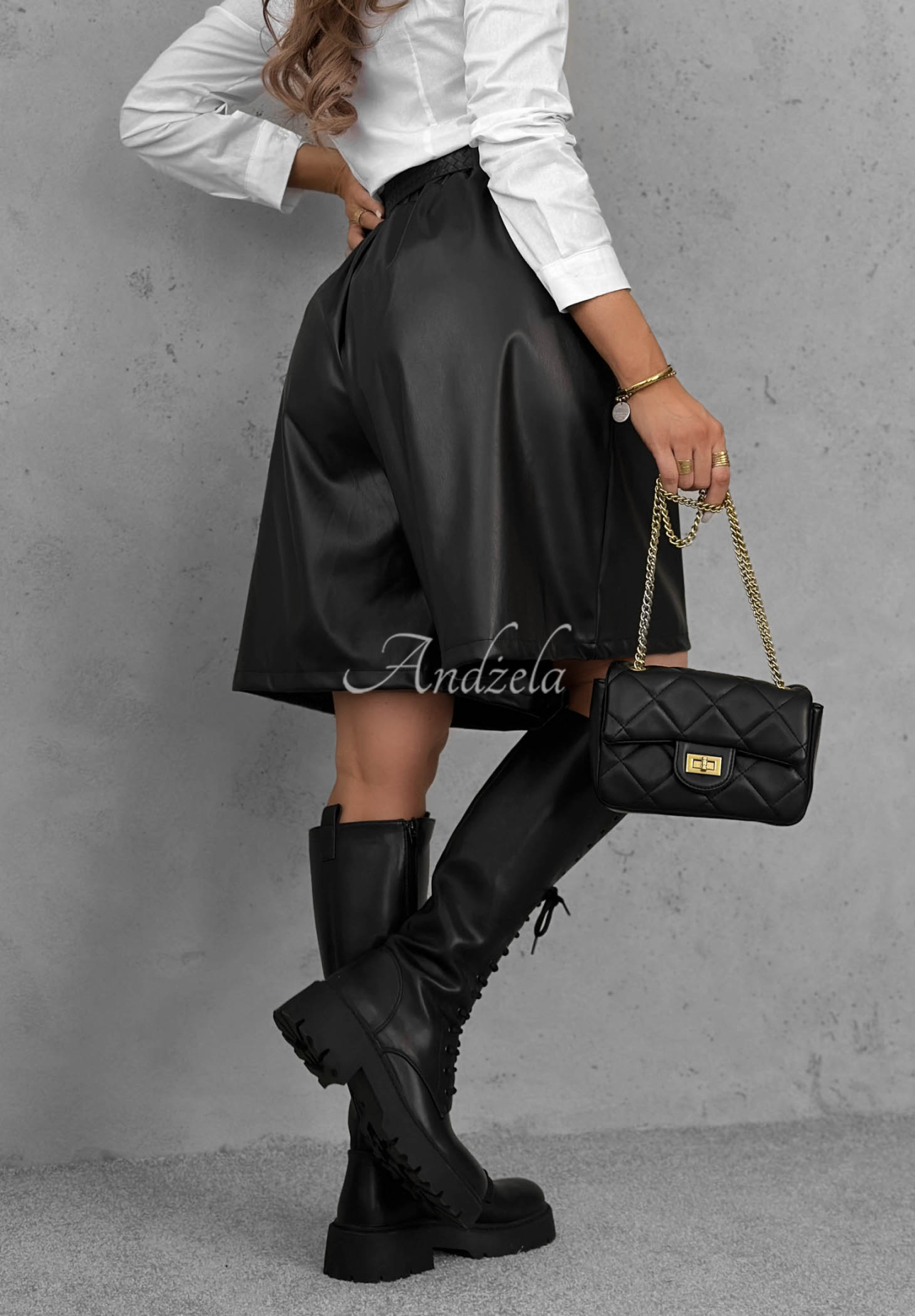 Bermudashorts aus Leder Fall Dream Schwarz