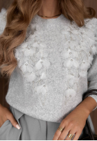 Pullover z ozdobnymi kwiatami Blooming Mist Grau