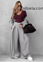 Bluse longsleeve z dekoltem Main Girl Schokoladenbraun