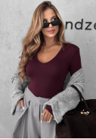 Bluse longsleeve z dekoltem Main Girl Schokoladenbraun