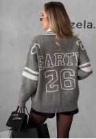 Pullover z napisem i dekoltem w serek Eaho Grau