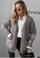 Rozpinany Cardigan oversize z kieszeniami Cozy Society Grau