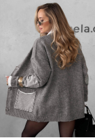 Rozpinany Cardigan oversize z kieszeniami Cozy Society Grau