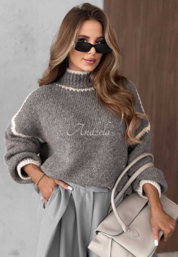 Rollkragenpullover mit Wolle und Viskose Sunday Darling  Grau