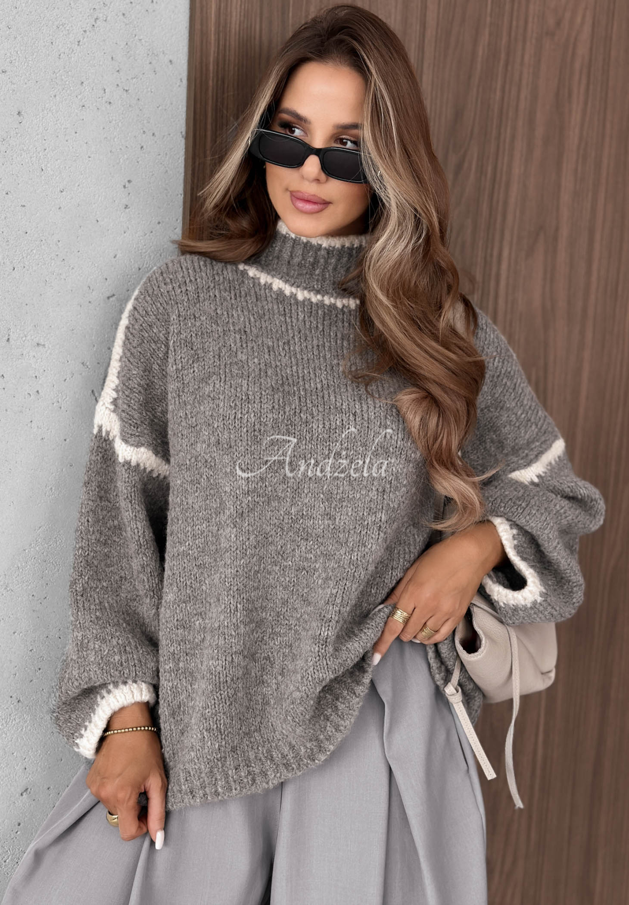 Rollkragenpullover mit Wolle und Viskose Sunday Darling  Grau
