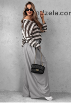 Bluse longsleeve w paski Mocha Touch Beige-Schokoladenbraun