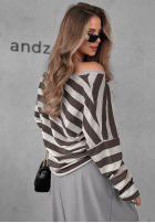 Bluse longsleeve w paski Mocha Touch Beige-Schokoladenbraun