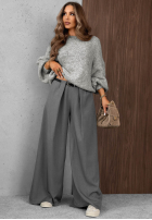 Eleganckie Hose wide leg z zakładkami Timeless Poise Schokoladenbraun