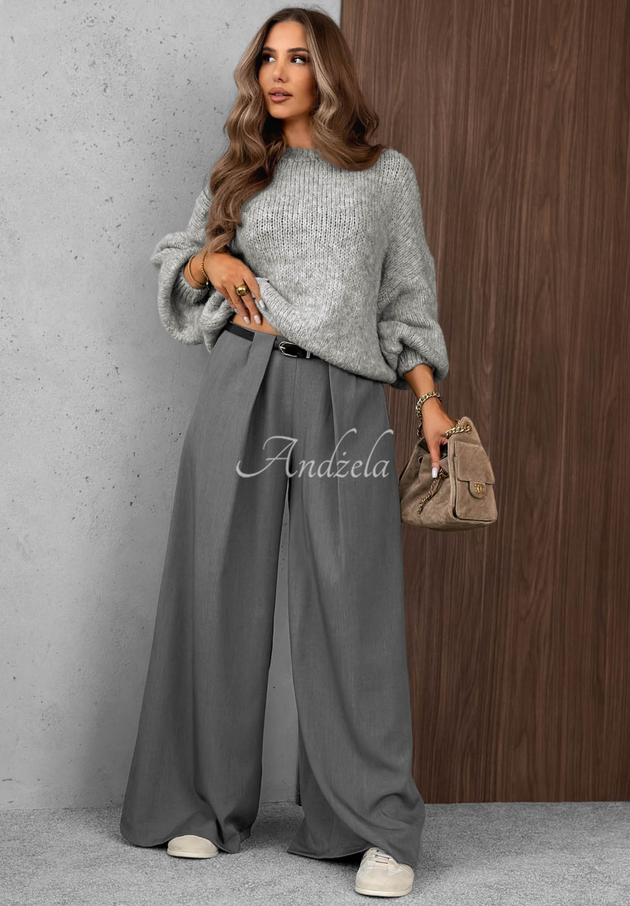 Elegante Wide-Leg-Hose mit Bundfalten Timeless Poise Grau