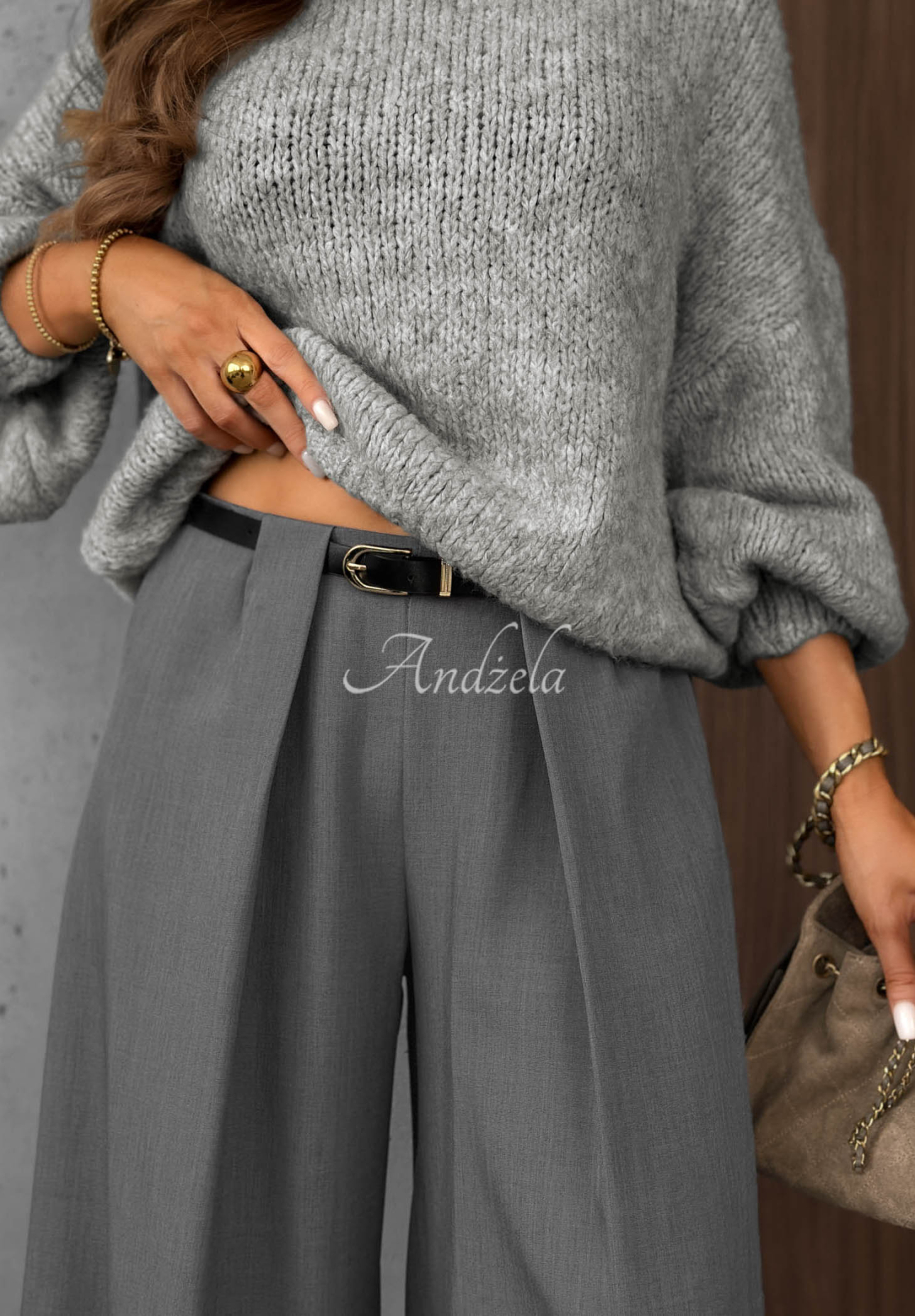 Elegante Wide-Leg-Hose mit Bundfalten Timeless Poise Grau