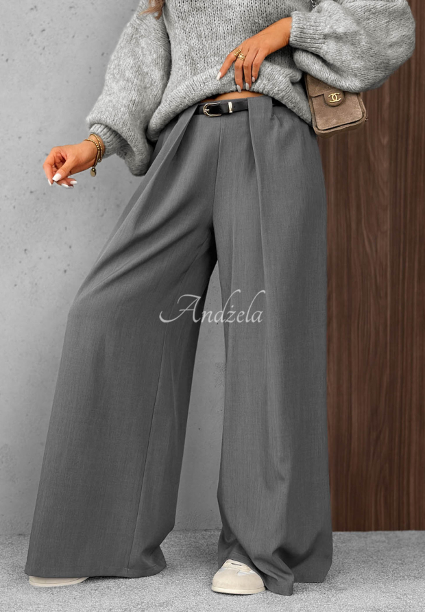 Elegante Wide-Leg-Hose mit Bundfalten Timeless Poise Grau