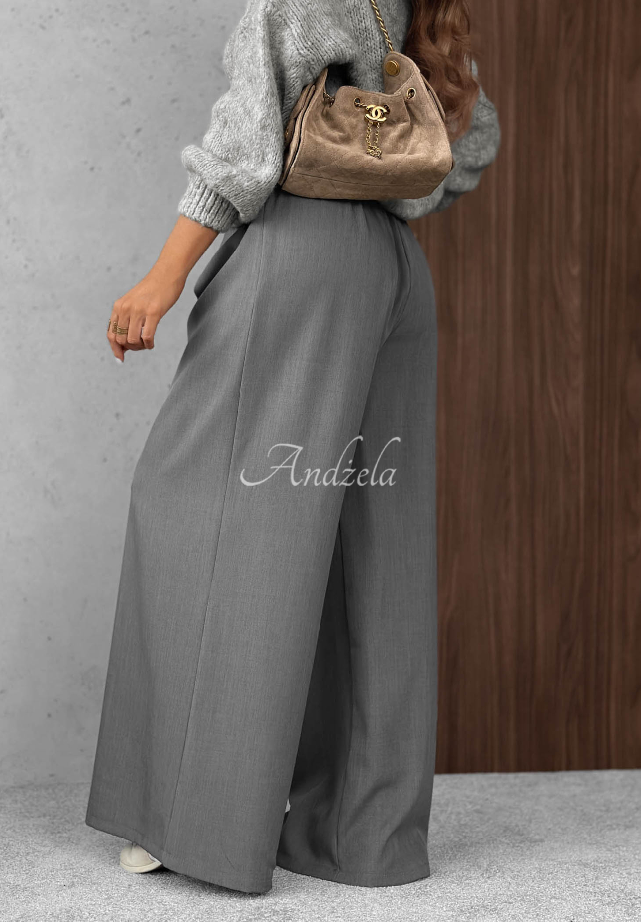 Elegante Wide-Leg-Hose mit Bundfalten Timeless Poise Grau