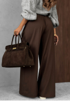 Eleganckie Hose wide leg z zakładkami Timeless Poise Schokoladenbraun