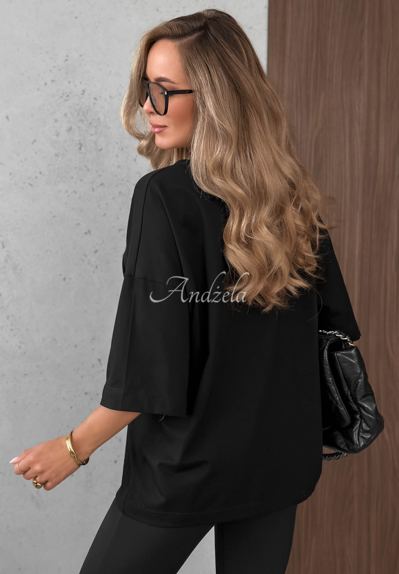 Baumwoll-T-Shirt mit dekorativer Applikation This Happens Schwarz