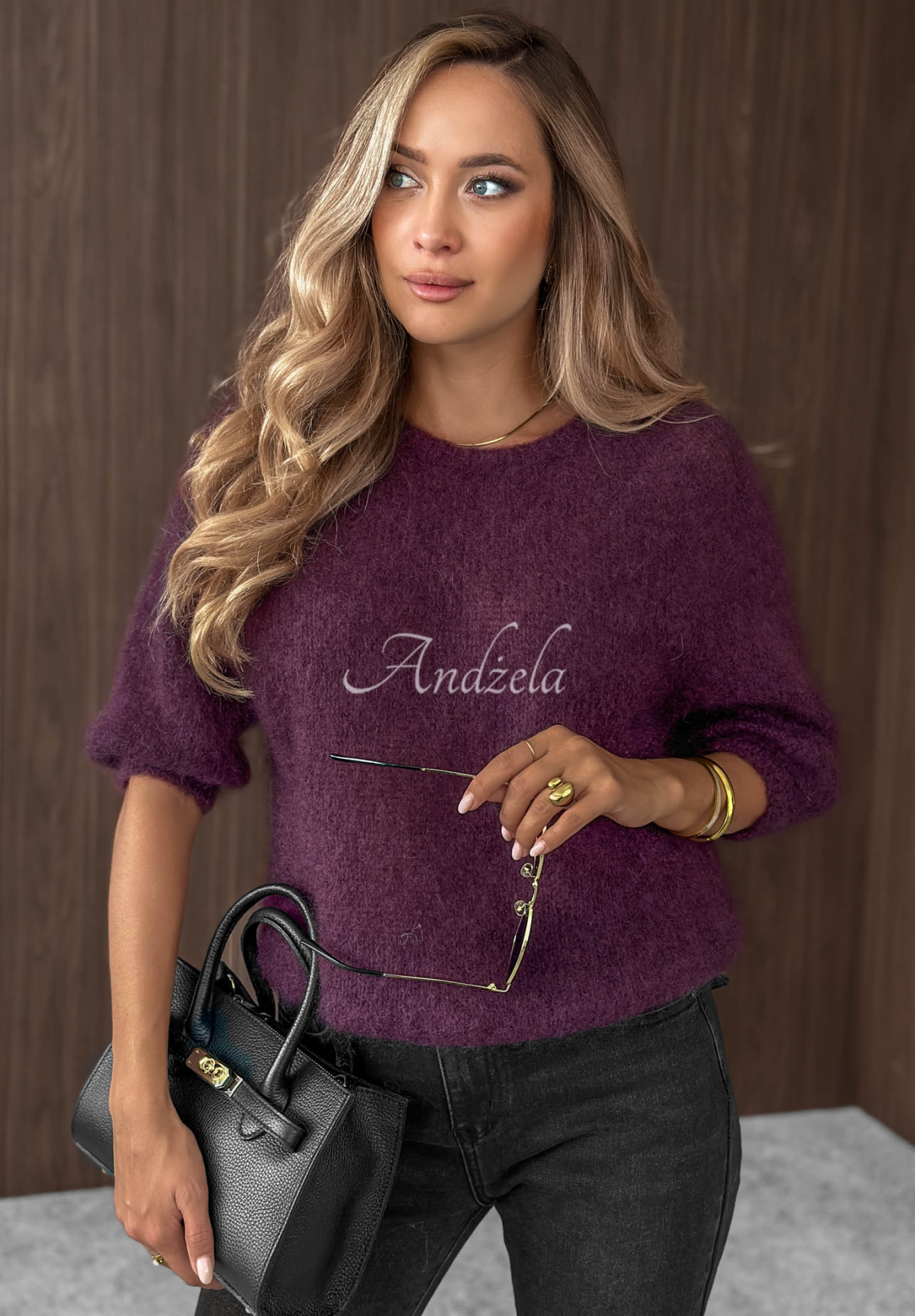 Mohairpullover mit kurzen Ärmeln  Soft Serenity Beerenfarben