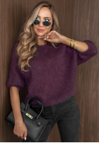 Moherowy Pullover z krótkimi rękawami Soft Serenity śliwkowy