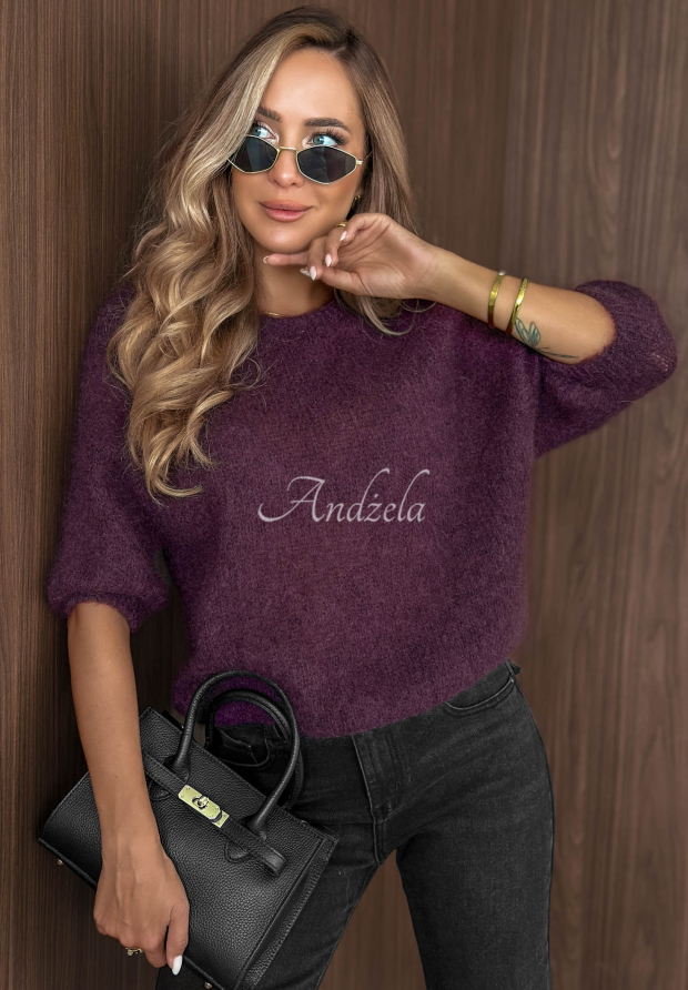 Mohairpullover mit kurzen &Auml;rmeln  Soft Serenity Beerenfarben