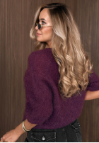 Moherowy Pullover z krótkimi rękawami Soft Serenity śliwkowy