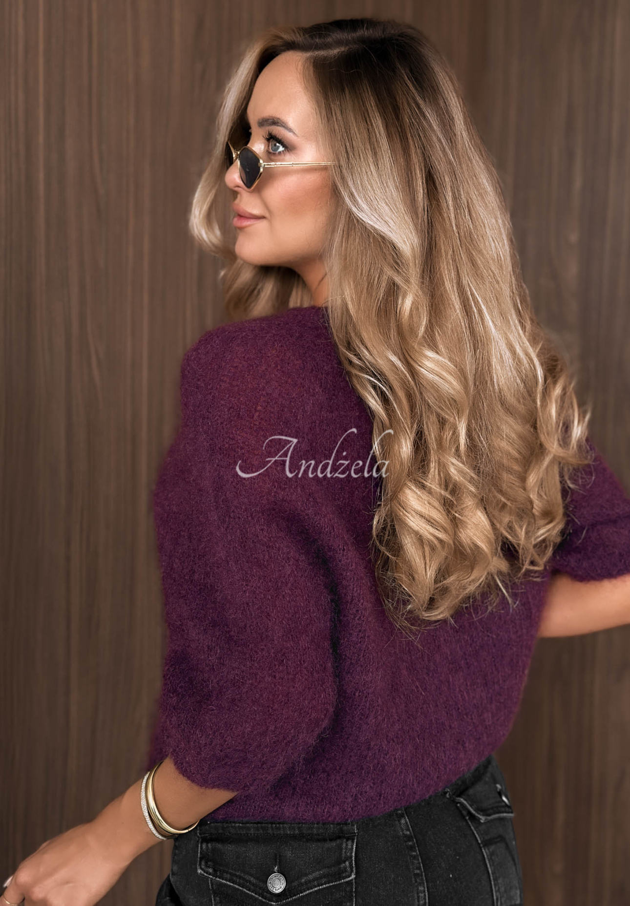 Mohairpullover mit kurzen Ärmeln  Soft Serenity Beerenfarben