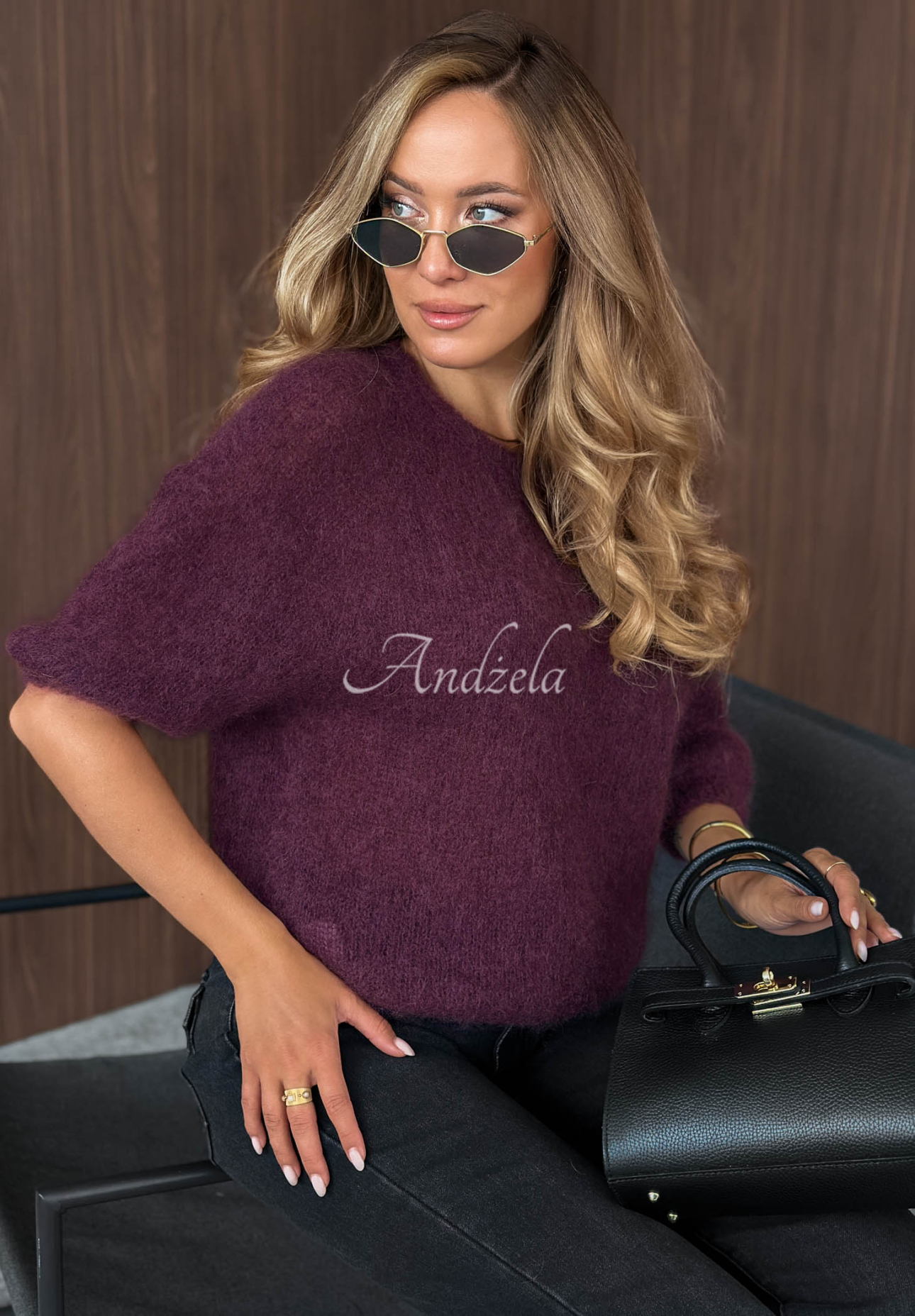 Mohairpullover mit kurzen Ärmeln  Soft Serenity Beerenfarben