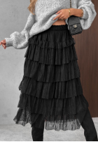 Koronkowa Rock maxi z falbankami Romantic Soul Khaki