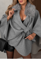 Mantel nietoperz z futerkiem Feather Soft Grau
