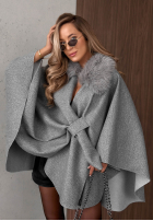 Mantel nietoperz z futerkiem Feather Soft Grau
