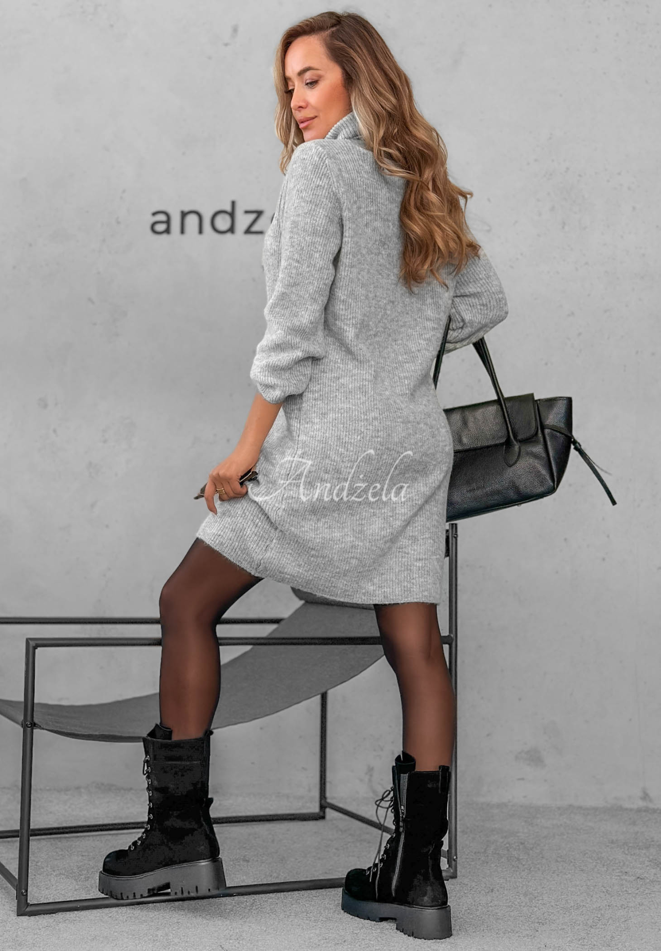 Strickkleid aus Wolle und Viskose Early Dusk Hellgrau