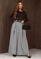 Material Hose wide leg z paskiem Simple Elegance Schwarz